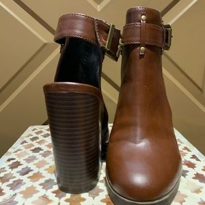 Brown Open Back Heeled Mule
